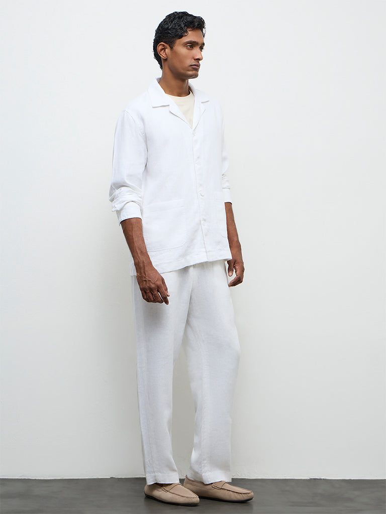 Ascot Off-White Relaxed-Fit Linen Jacket