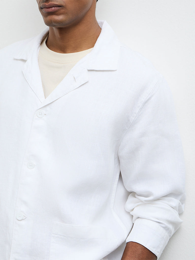 Ascot Off-White Relaxed-Fit Linen Jacket