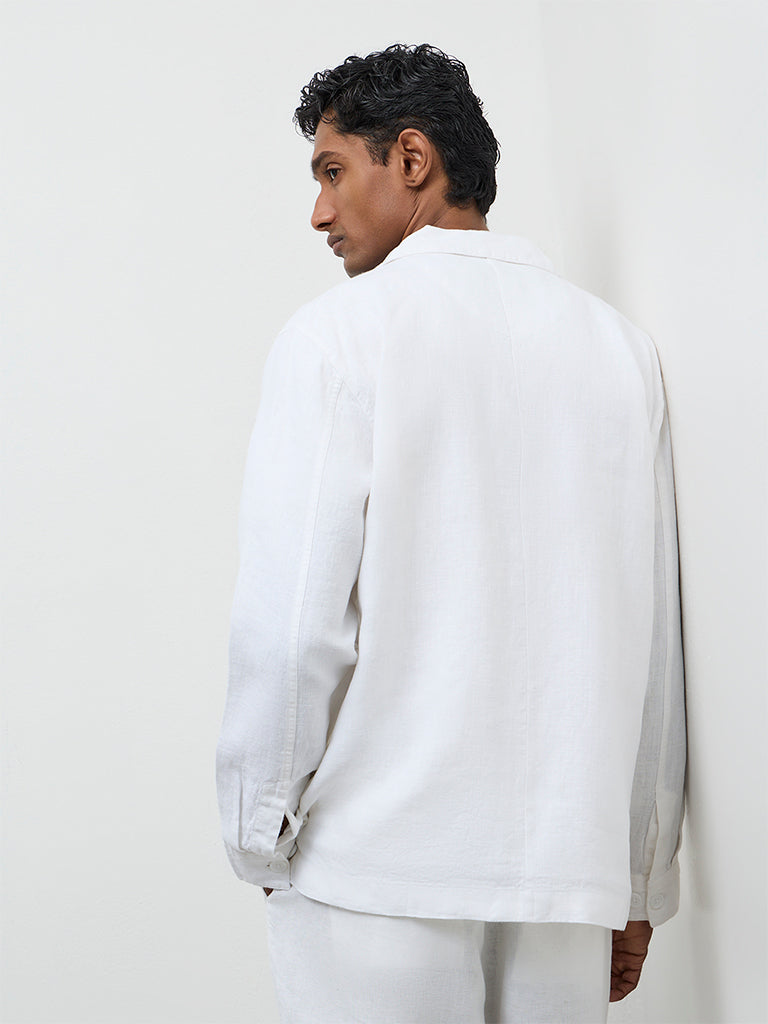Ascot Off-White Relaxed-Fit Linen Jacket