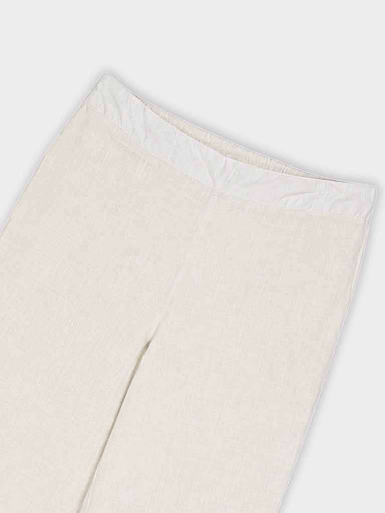 Utsa White Floral Embroidered Cotton Slim Pants