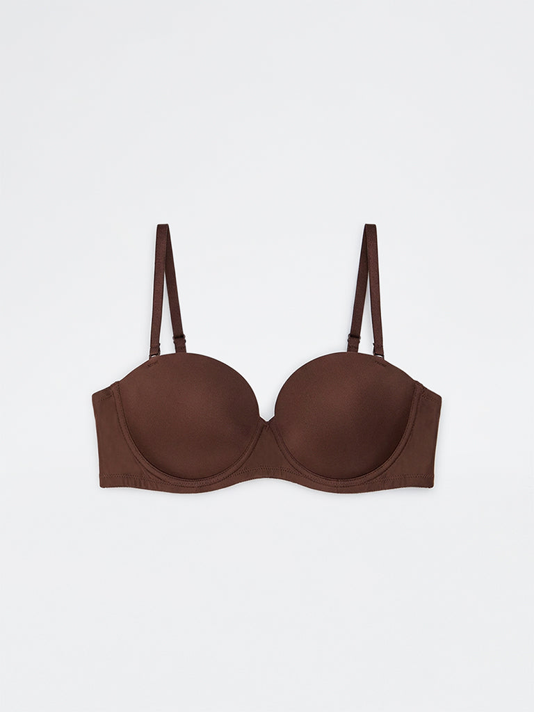 Wunderlove Brown Padded U-Plunge Strapless Bra