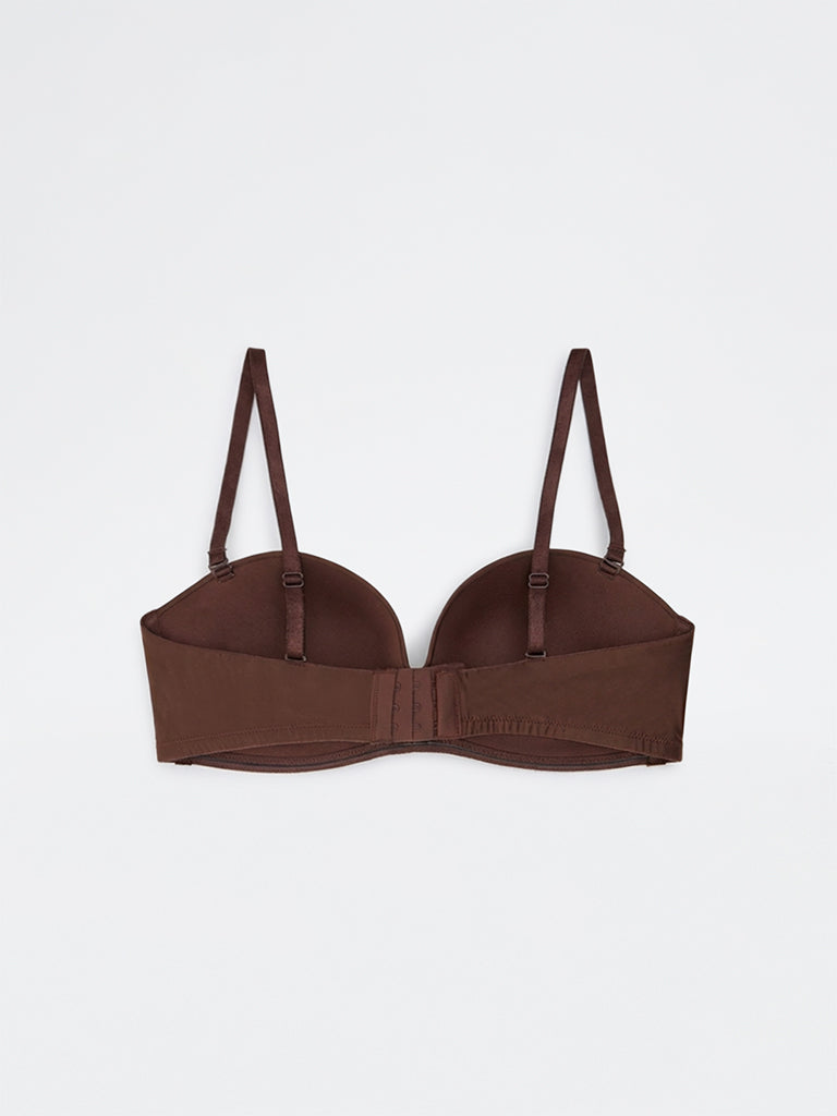 Wunderlove Brown Padded U-Plunge Strapless Bra