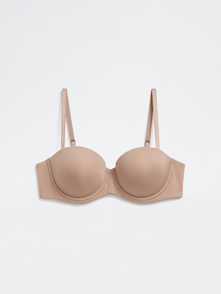Wunderlove Light Taupe Padded U-Plunge Strapless Bra