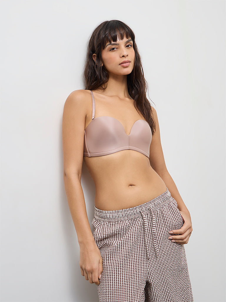 Wunderlove Light Taupe Padded U-Plunge Strapless Bra