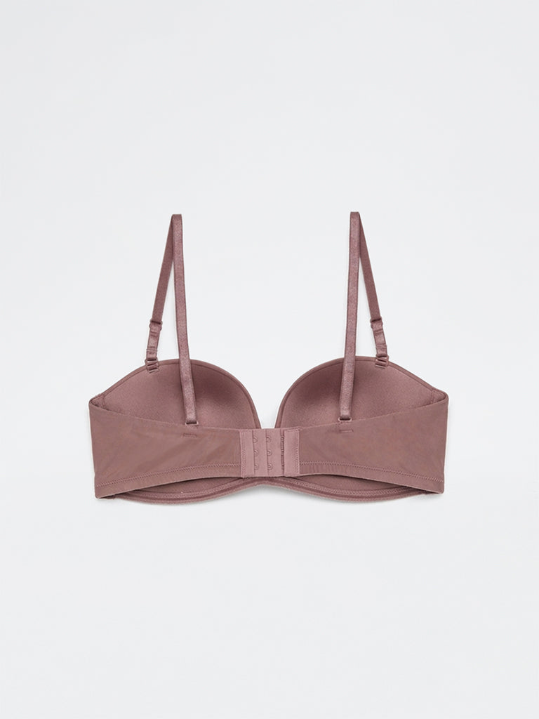 Wunderlove Dusty Mauve Padded U-Plunge Strapless Bra