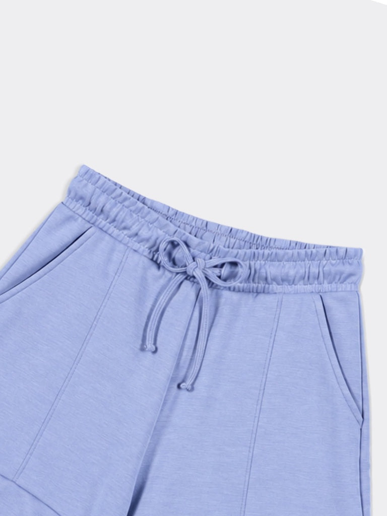 Wunderlove Dusty Blue Solid High-Rise Shorts