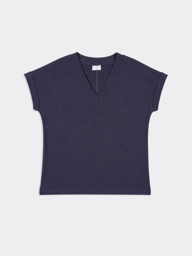 Wunderlove Charcoal Solid V-Neck Top