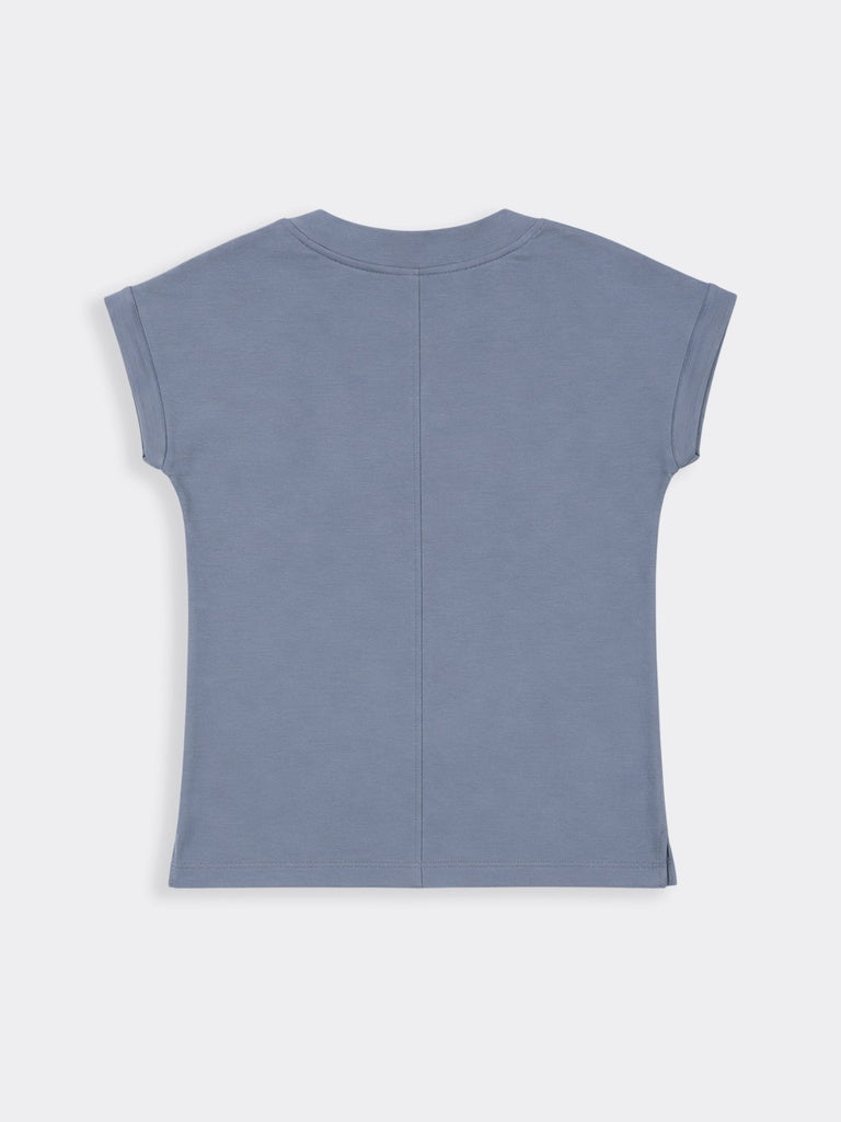 Wunderlove Dusty Blue Solid V-Neck Top