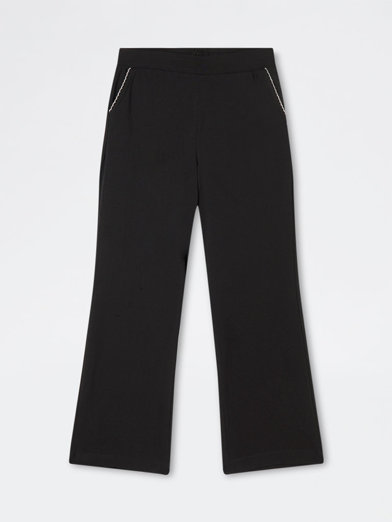 Superstar Black High-Rise Cotton-Blend Pants
