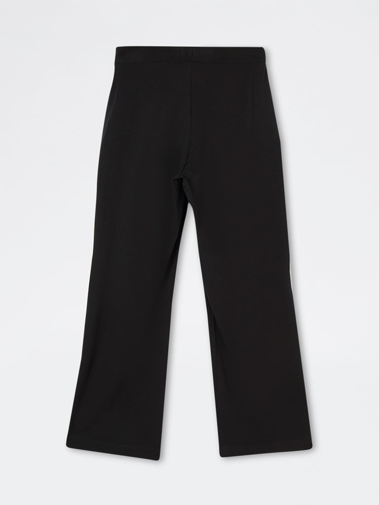 Superstar Black High-Rise Cotton-Blend Pants