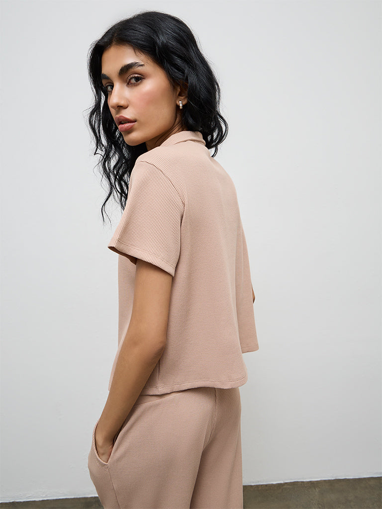 Superstar Taupe Waffle-Textured Shirt