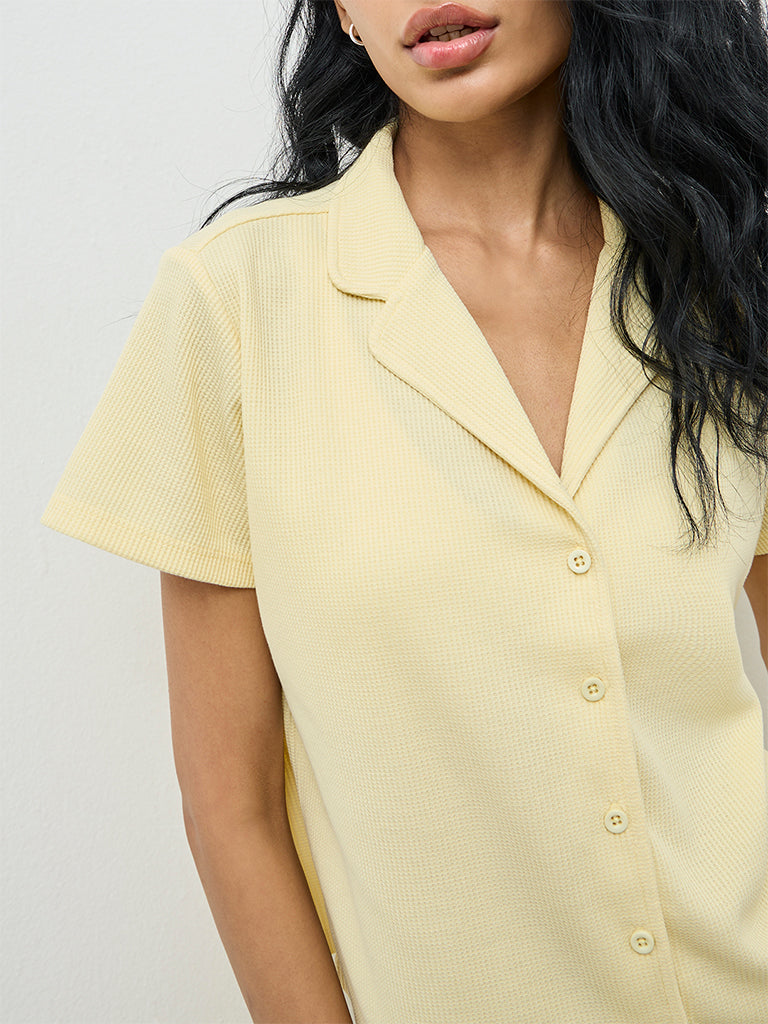 Superstar Yellow Waffle-Textured Shirt