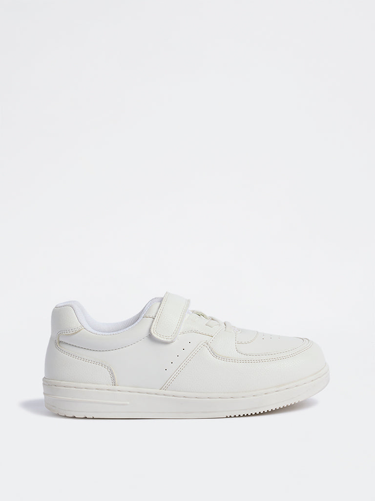 Yellow White Perforated Lace-Up Sneakers