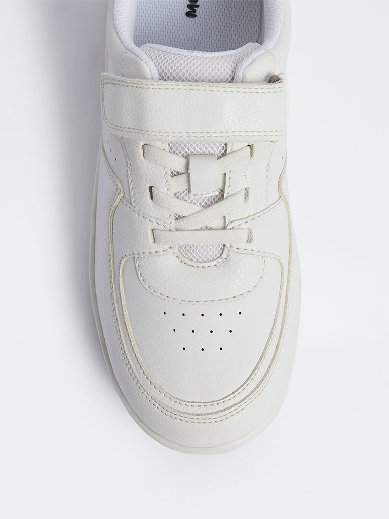 Yellow White Perforated Lace-Up Sneakers