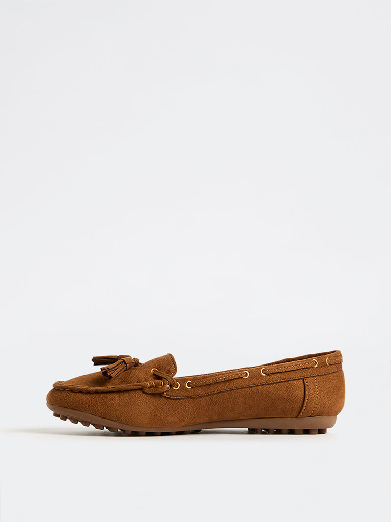 LUNA BLU Tan Suede Loafers