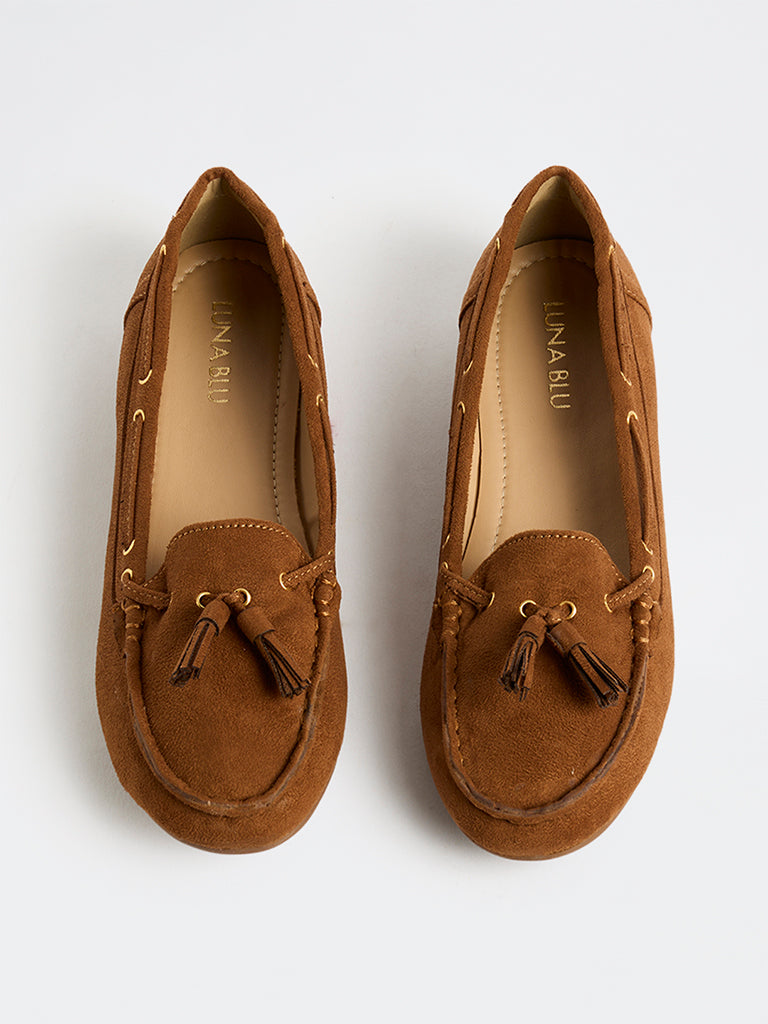 LUNA BLU Tan Suede Loafers