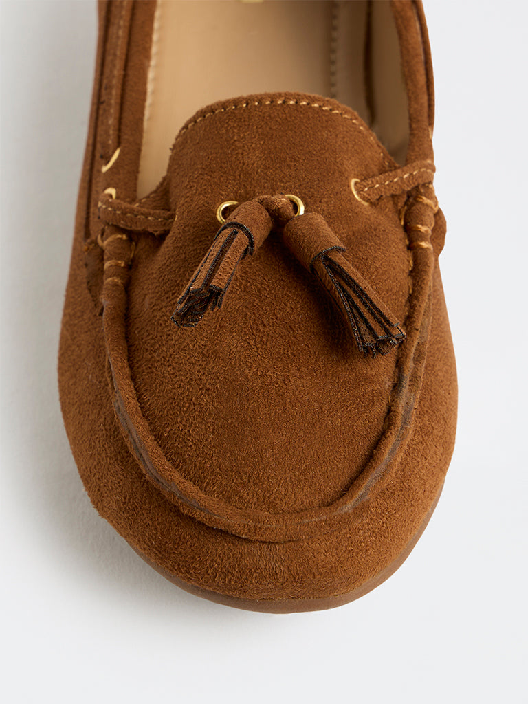 LUNA BLU Tan Suede Loafers