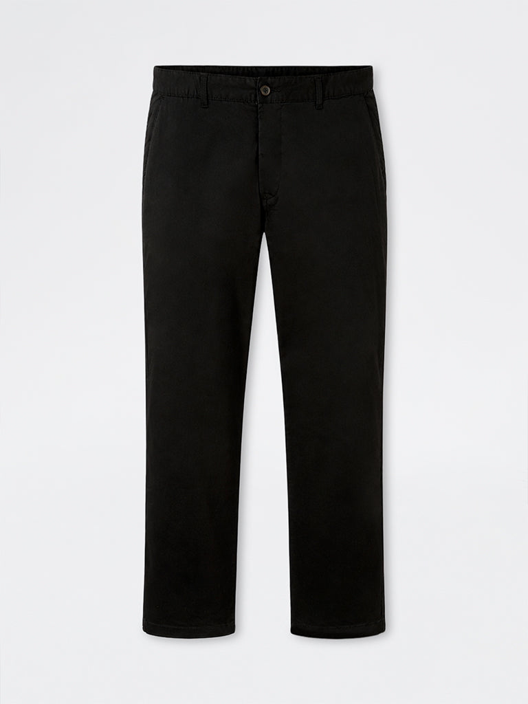 WES Casuals Black Relaxed-Fit Mid-Rise Cotton-Blend Chinos