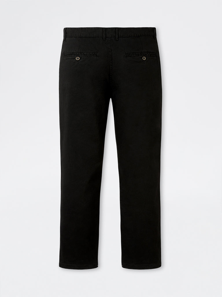 WES Casuals Black Relaxed-Fit Mid-Rise Cotton-Blend Chinos