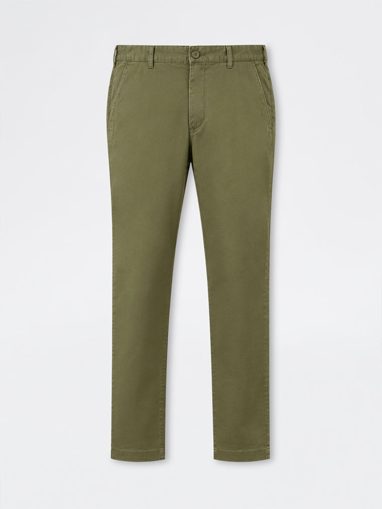 WES Casuals Light Olive Slim-Fit Mid-Rise Cotton-Blend Chinos