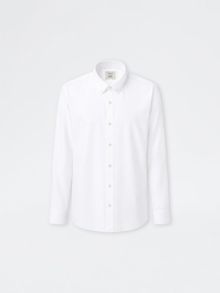 WES Formals White Slim-Fit Cotton-Blend Shirt