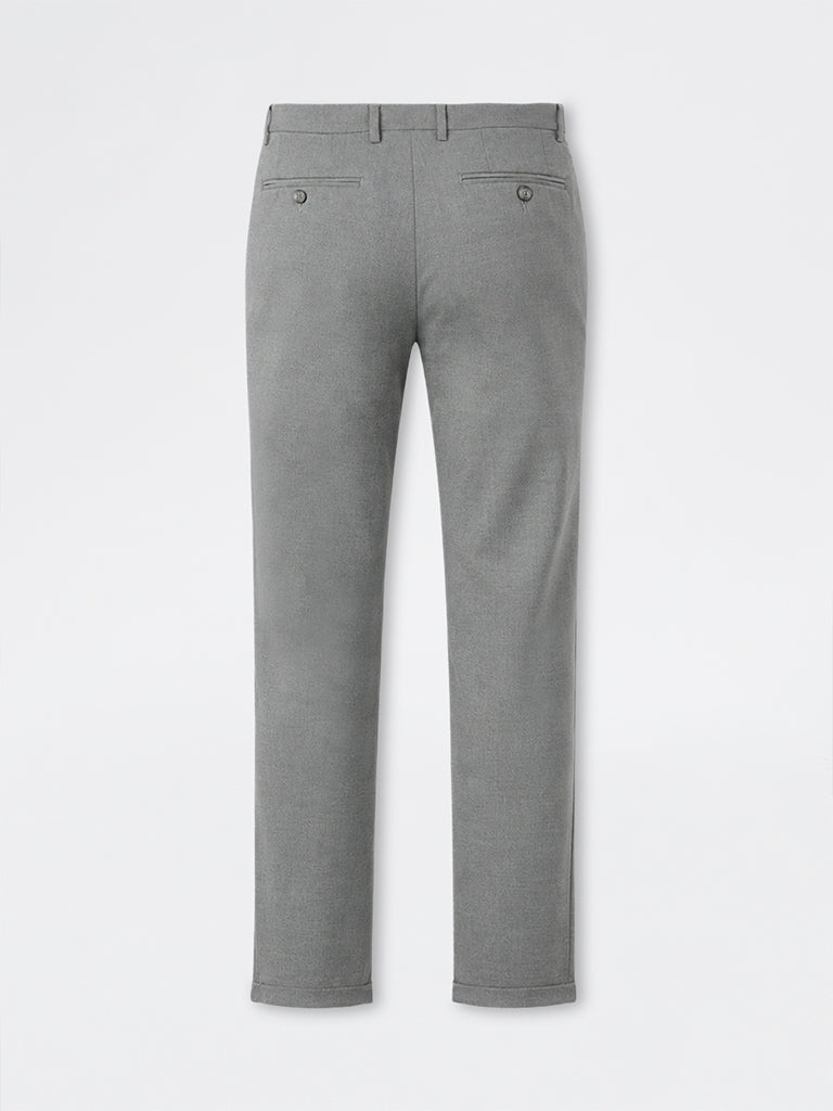 WES Formals Grey Slim-Fit Mid-Rise Trousers