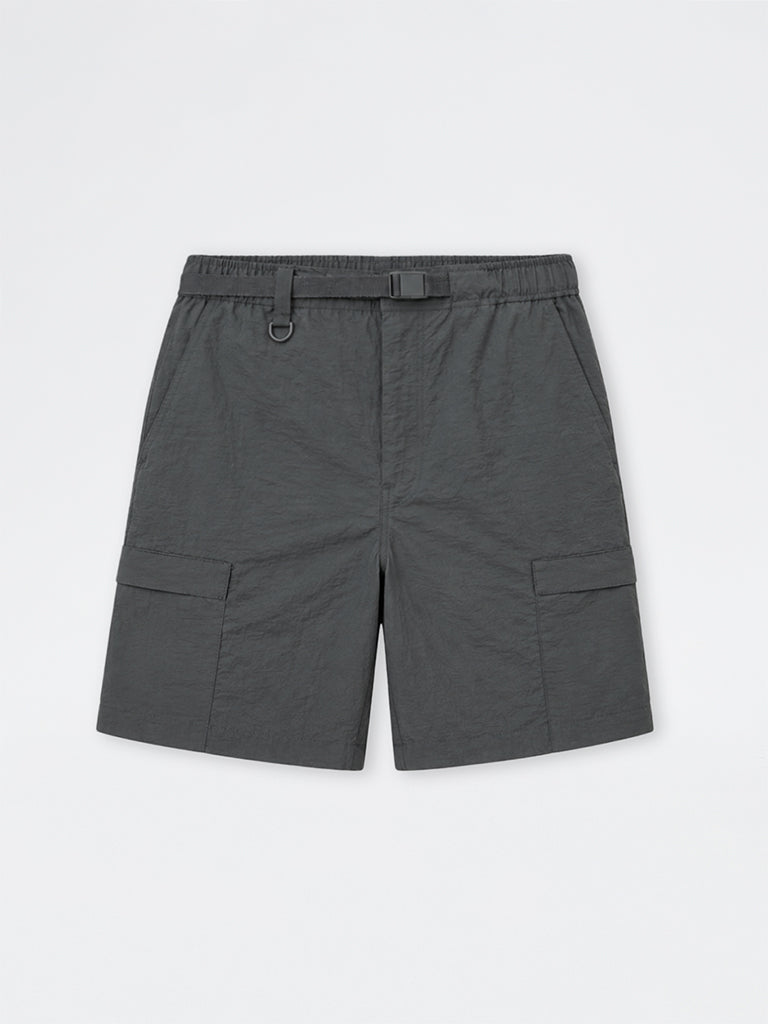 Nuoflexx Dark Grey Relaxed-Fit Mid-Rise Shorts