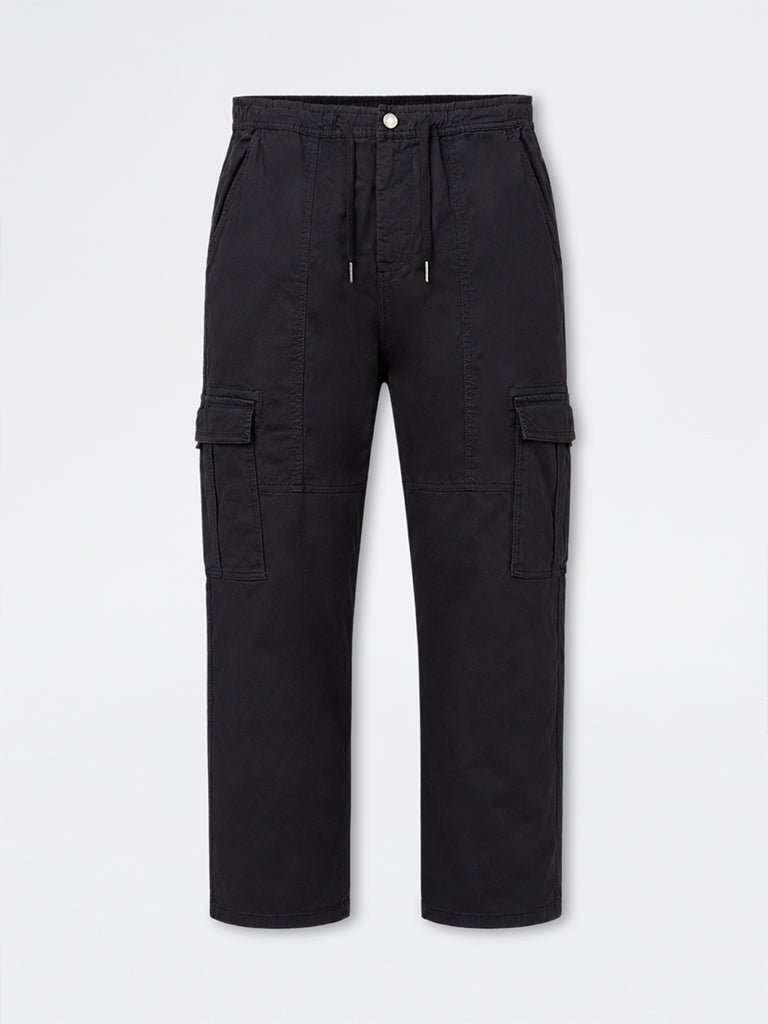 Nuon Black Relaxed-Fit Mid-Rise Cotton-Blend Cargo-Style Chinos