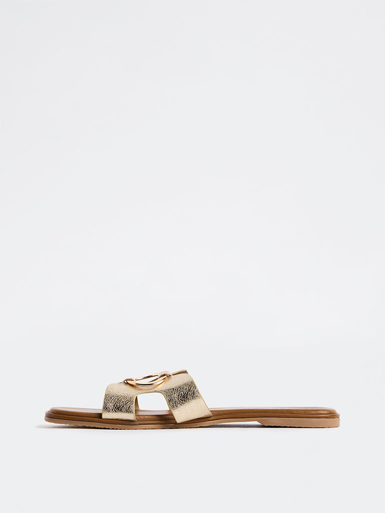 LUNA BLU Gold Cut-Out Detail Slides
