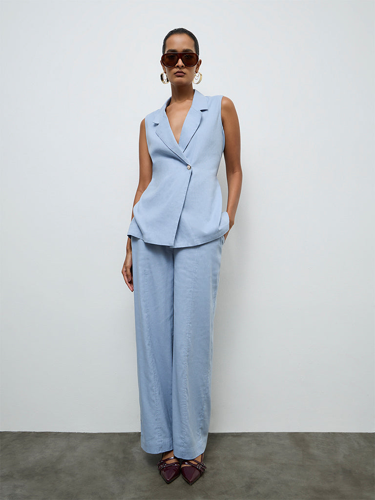 Wardrobe Dusty Blue Blouse with Belt