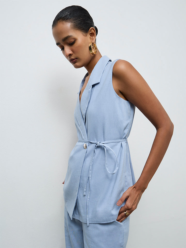 Wardrobe Dusty Blue Blouse with Belt