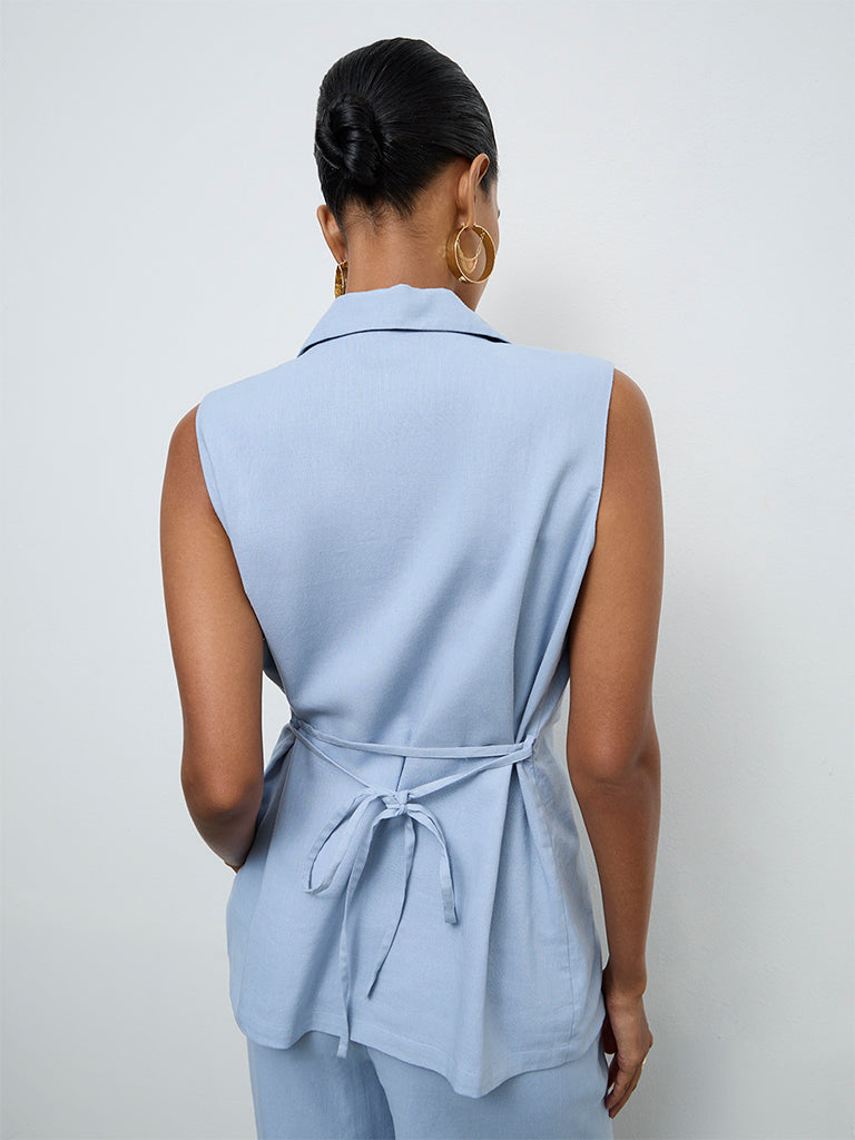Wardrobe Dusty Blue Blouse with Belt