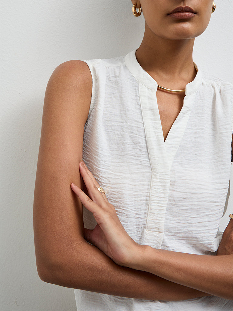 Wardrobe Ivory Crinkle-Textured Blouse