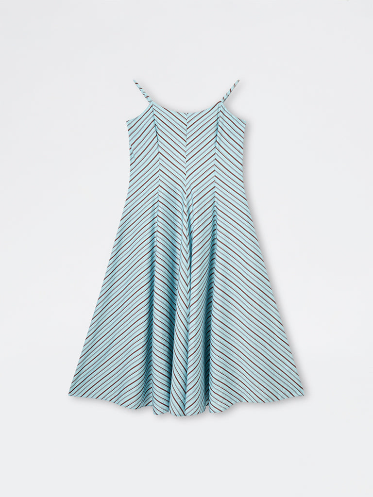 Wardrobe Blue Striped Pattern A-Line Dress