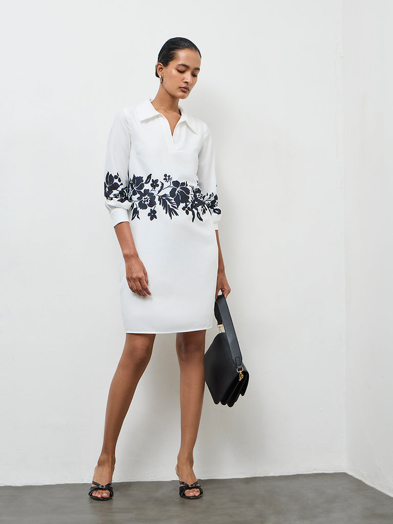 Wardrobe Ivory Foliage Printed Shirt Dress