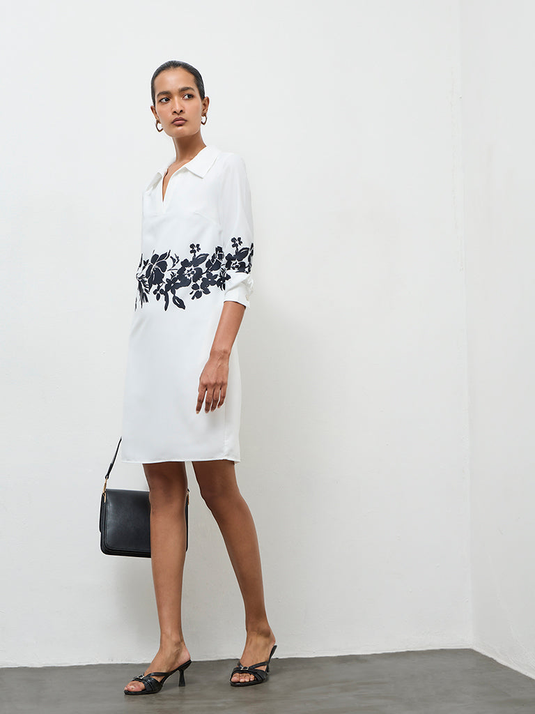 Wardrobe Ivory Foliage Printed Shirt Dress