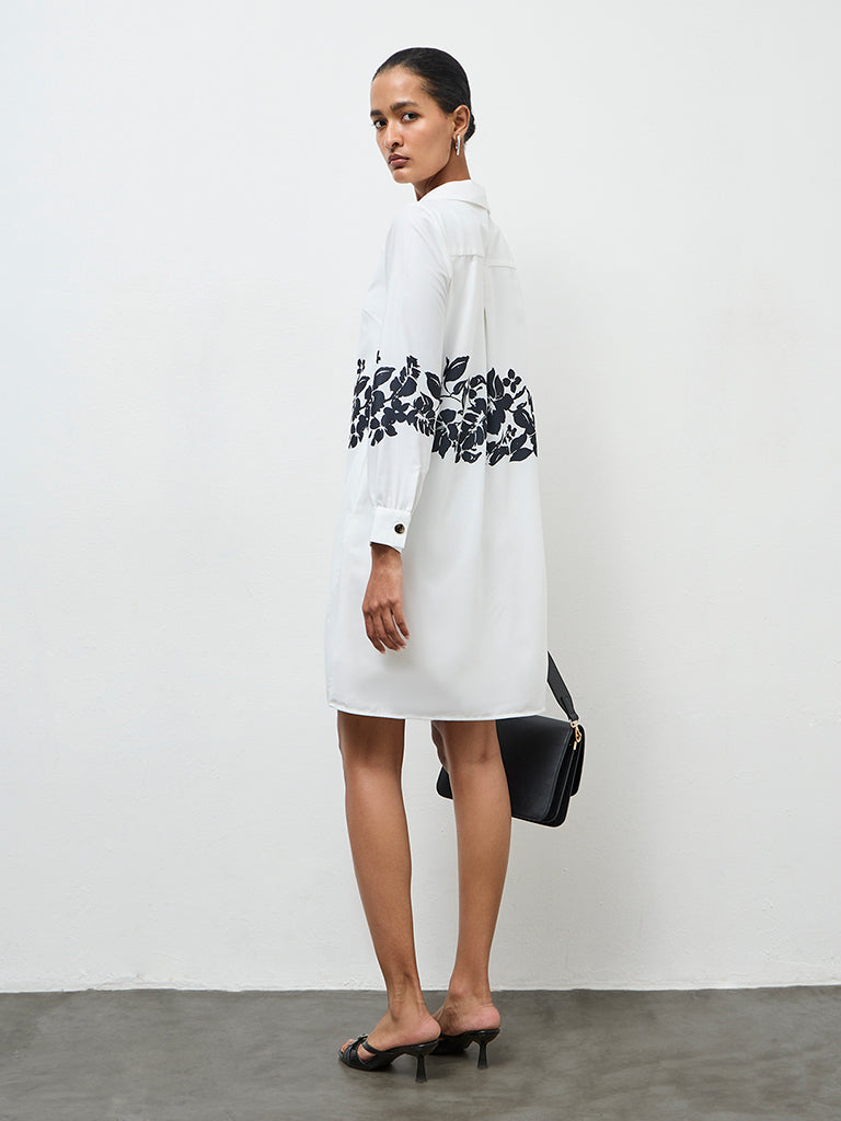 Wardrobe Ivory Foliage Printed Shirt Dress