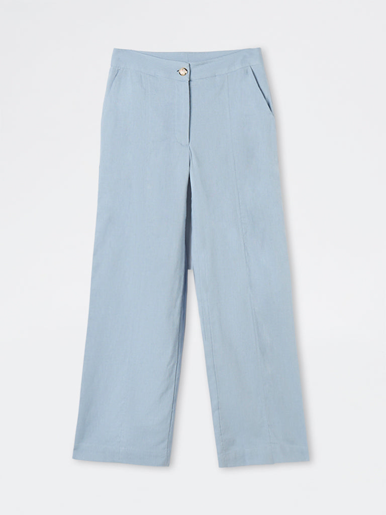 Wardrobe Dusty Blue High-Rise Trousers