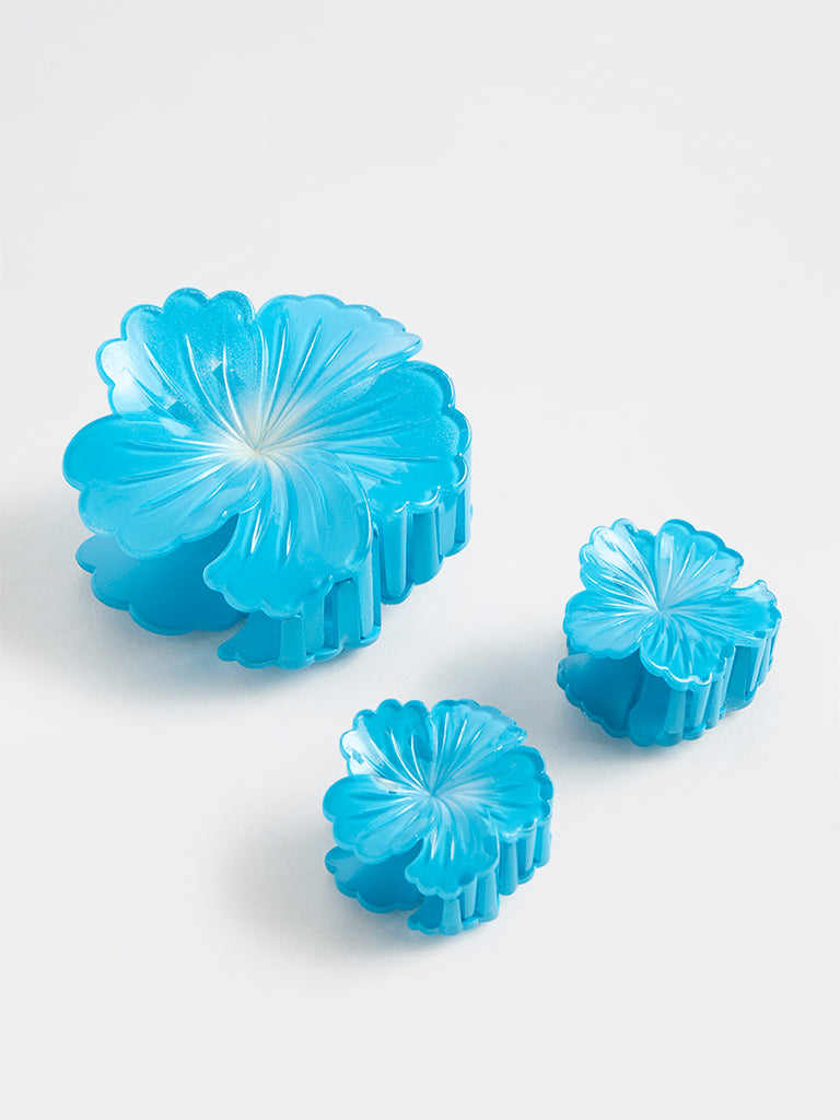 Studiowest Blue Hibiscus Clips - Pack of 3