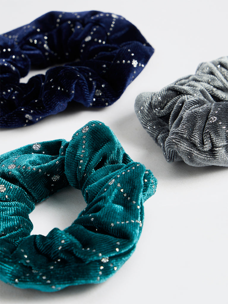 Studiowest Multi Color Rhinestone Scrunchies - Pack of 3