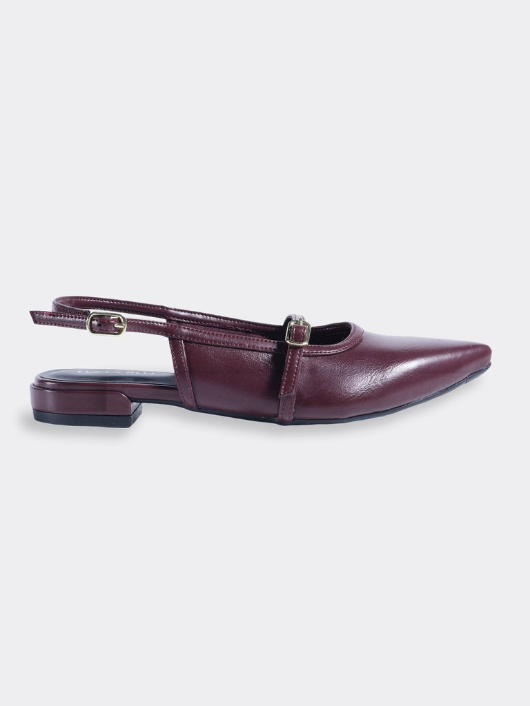 LUNA BLU Burgundy Buckled Sling Back Mules