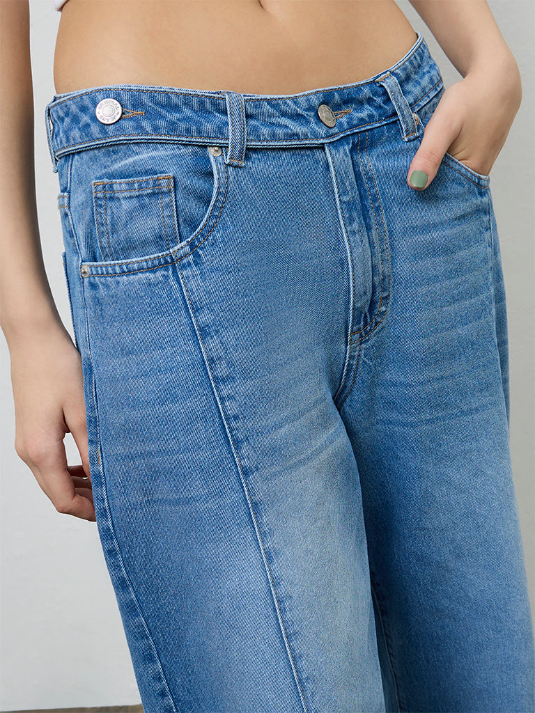 Nuon Blue Washed High-Rise Jeans