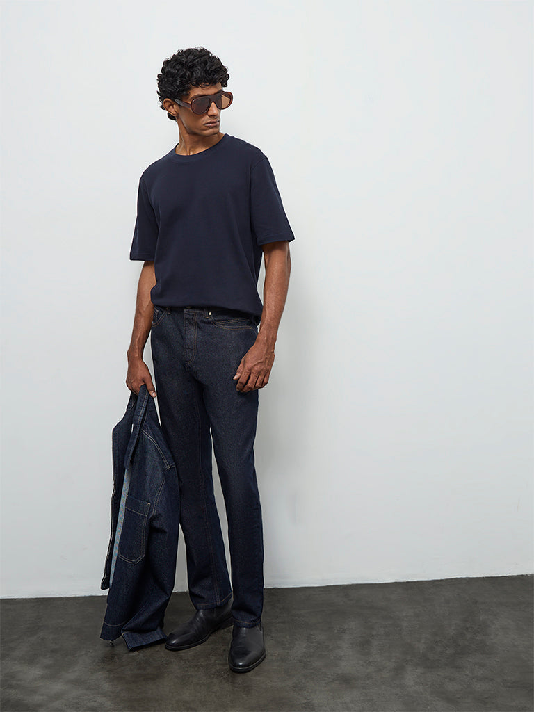 Ascot Navy Relaxed-Fit Cotton T-Shirt