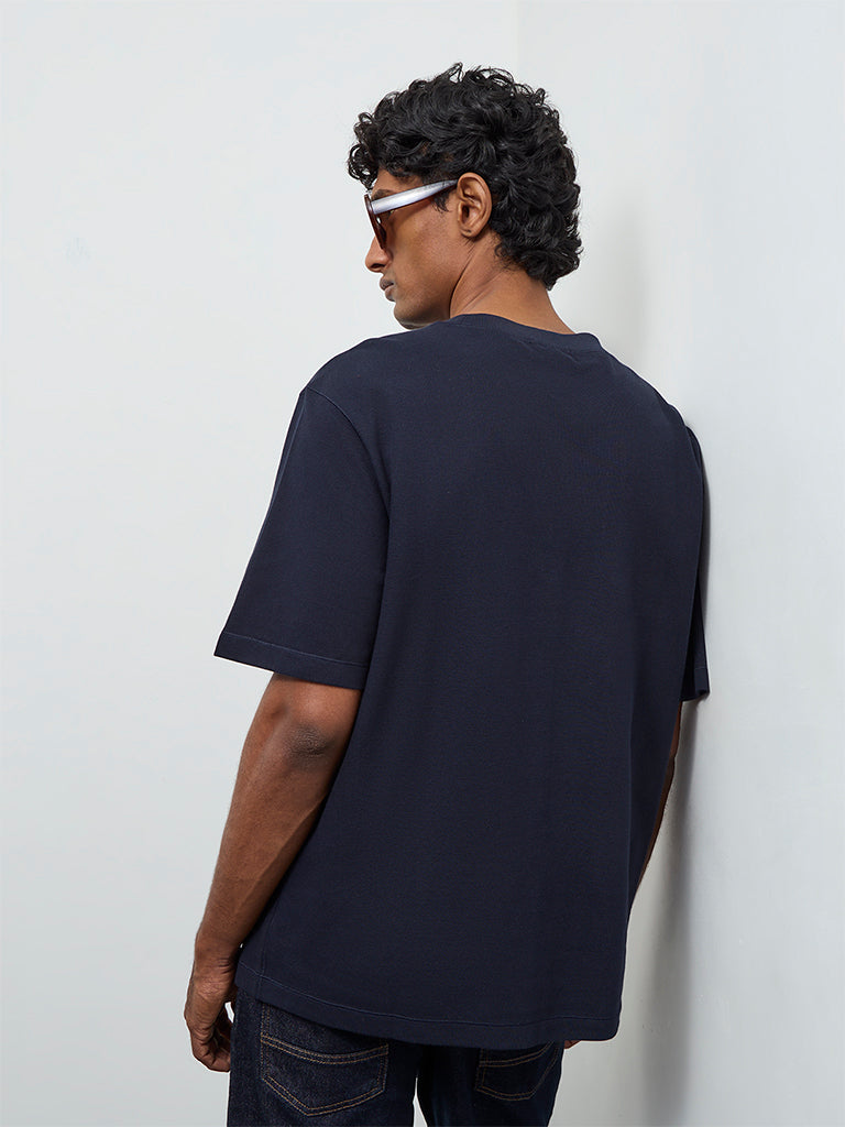 Ascot Navy Relaxed-Fit Cotton T-Shirt