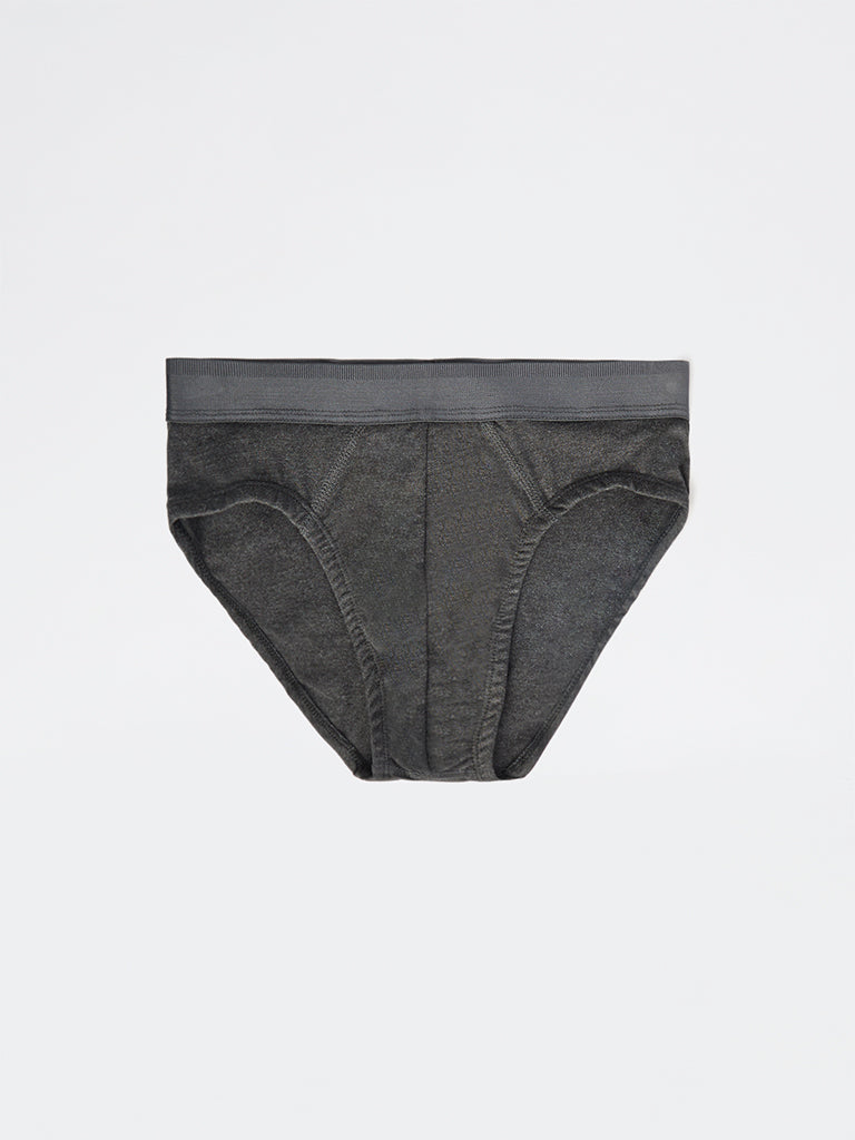 WES Lounge Black Striped Cotton-Blend Briefs - Pack of 3