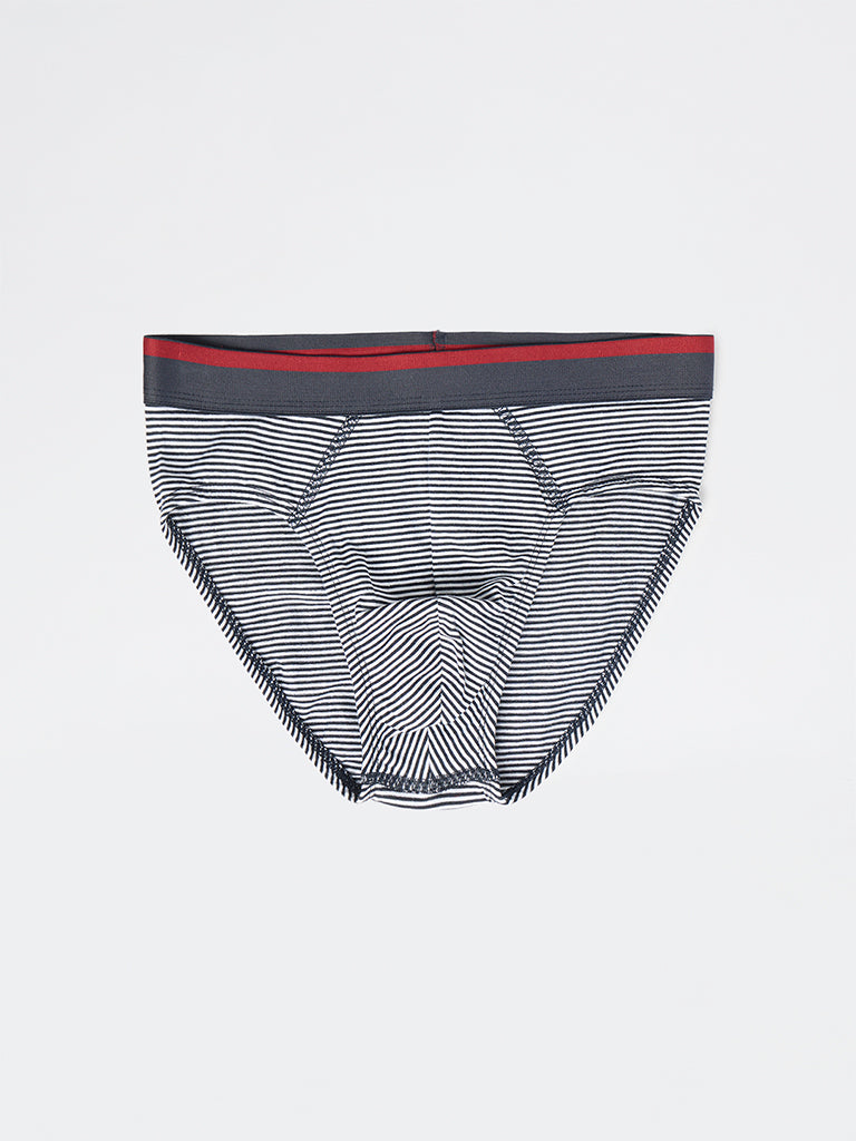 WES Lounge Red Striped Cotton Briefs - Pack of 3