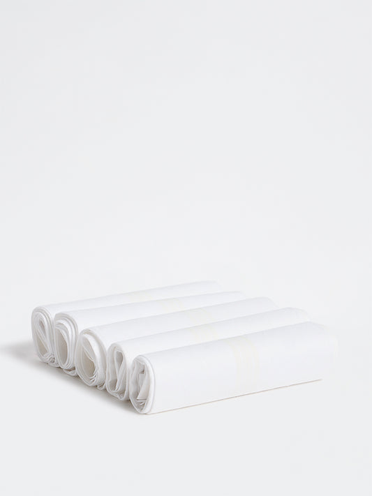 WES Lounge White Solid Cotton Handkerchief - Set of 5