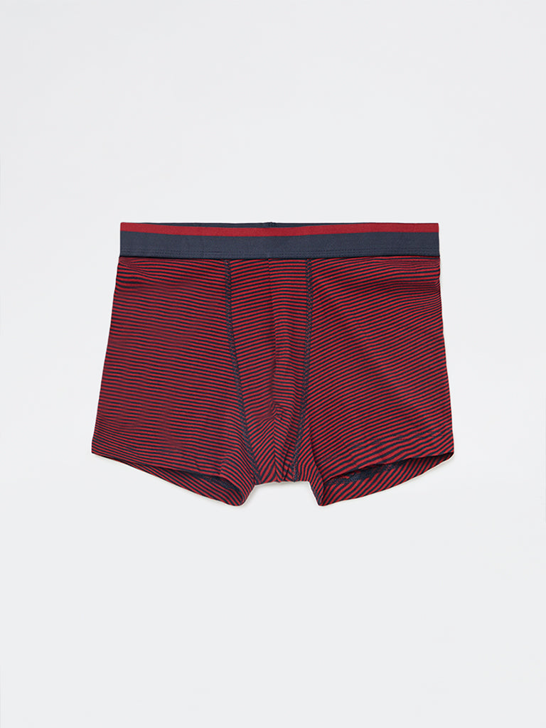 WES Lounge Red Striped Cotton Trunks - Pack of 3