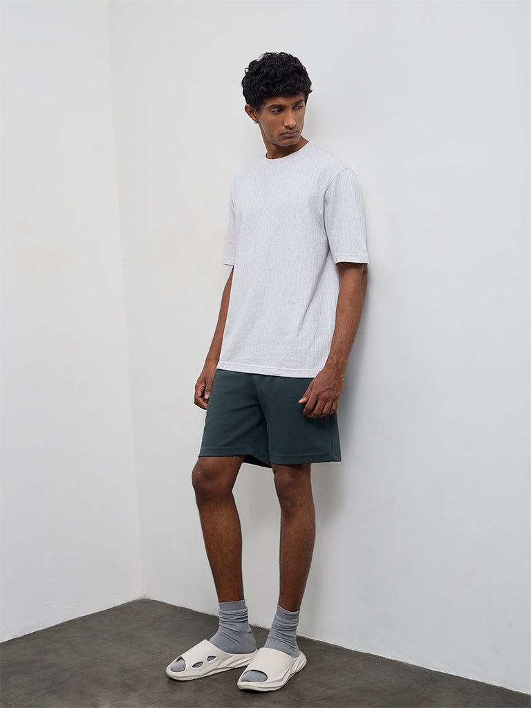 WES Lounge Dark Green Relaxed-Fit Mid-Rise Cotton-Blend Shorts