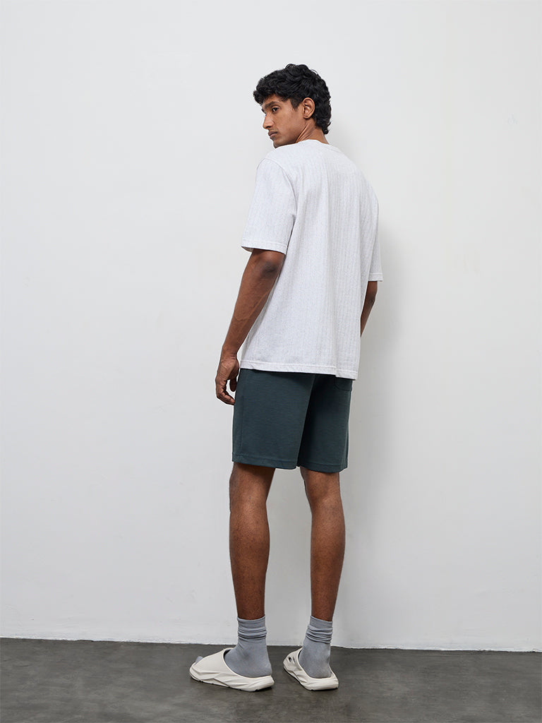 WES Lounge Dark Green Relaxed-Fit Mid-Rise Cotton-Blend Shorts